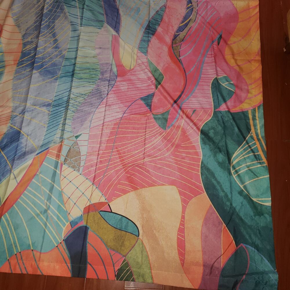 Large Abstract Coral Pink Fabric Panel Wall Hanging Tapestry Boho Decor Art NWOT